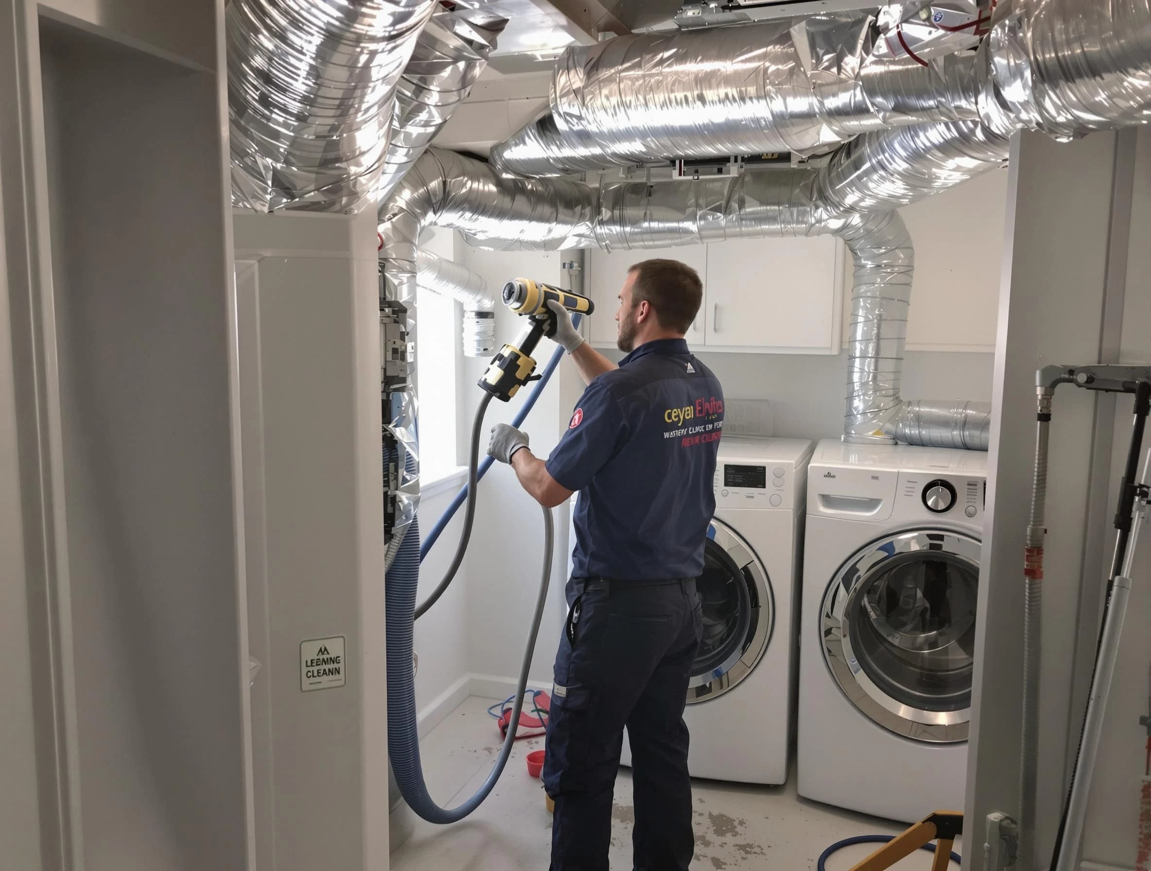 Powder Springs Dryer Vent Cleaning specialist using advanced equipment for thorough duct cleaning in Powder Springs