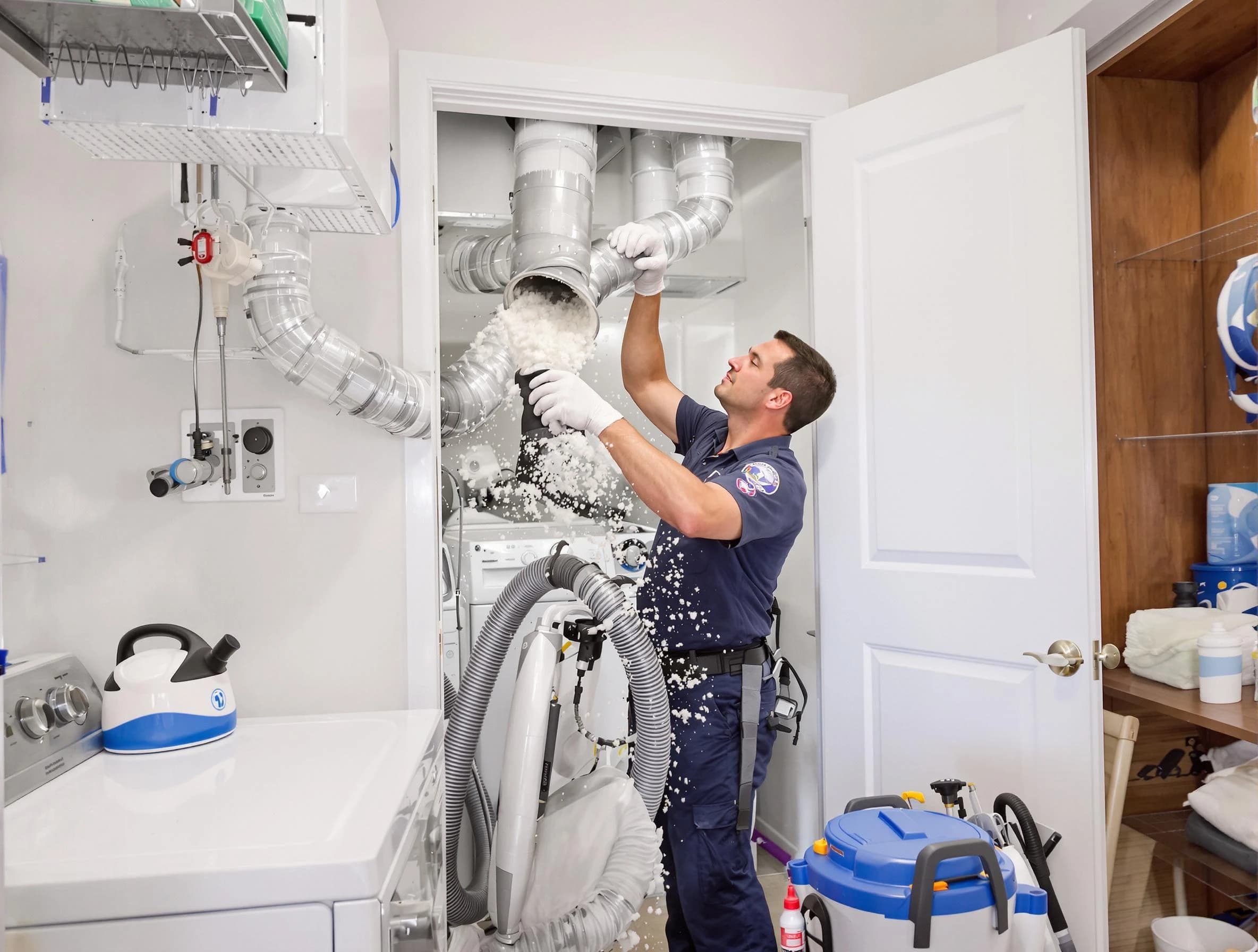 Powder Springs Dryer Vent Cleaning technician delivering thorough residential dryer vent cleaning service in Powder Springs